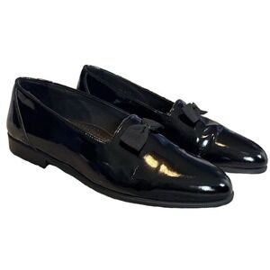 Stanley Blacker Couture Mens Patent Leather Opera Black Tie Bow Loafers 9.5 N